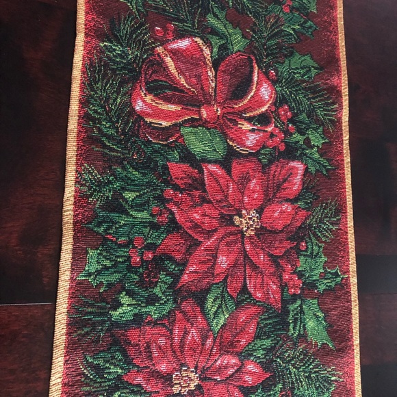 Violet Linen Christmas Tapestry Table Runner - Picture 3 of 6
